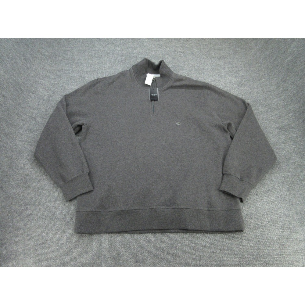 Van Heusen Mens Pullover NWT Regular Charcoal Sueded Fleece Quarter Zip XXL